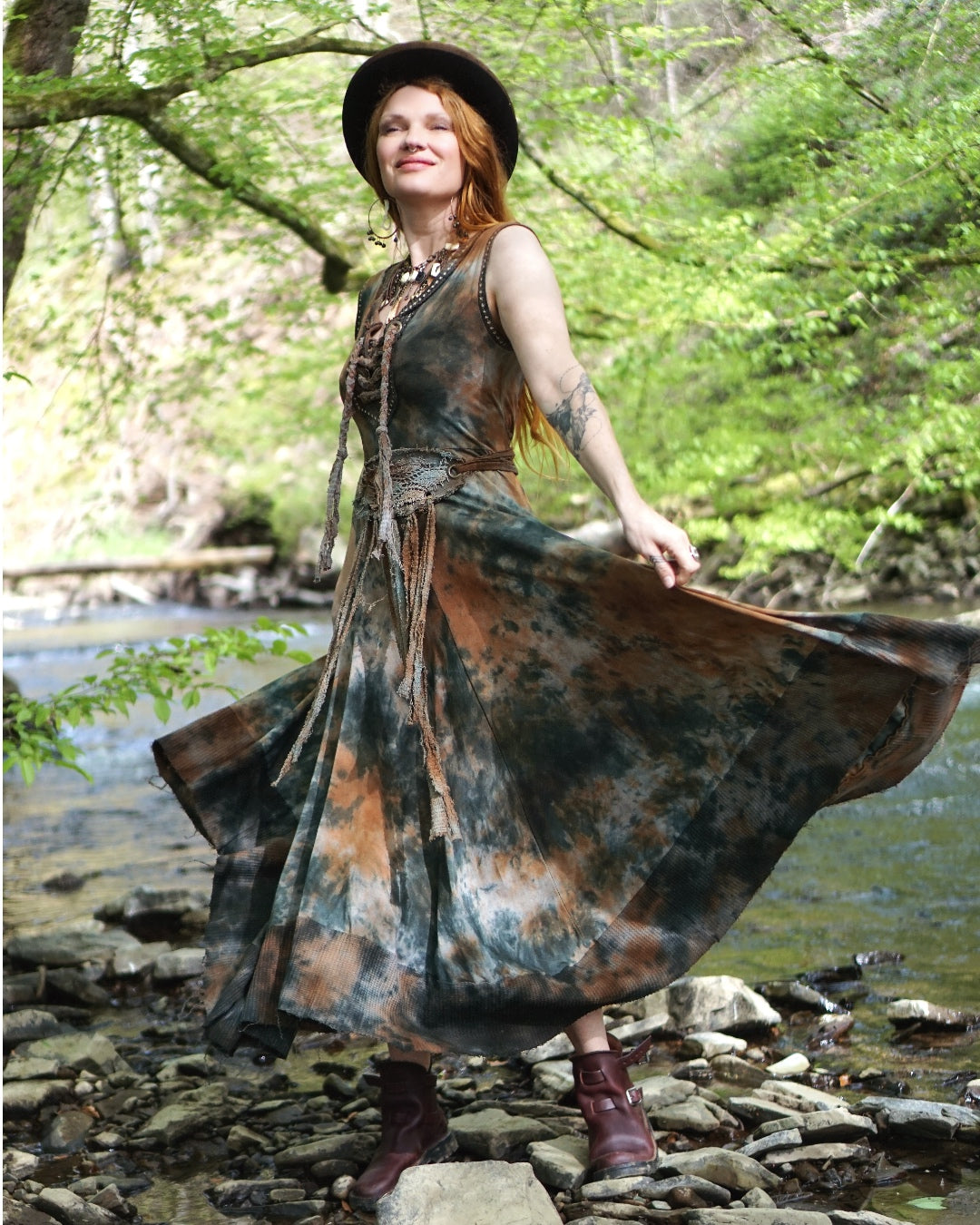 Ella  Maxi Dress - Forest Floor/Black