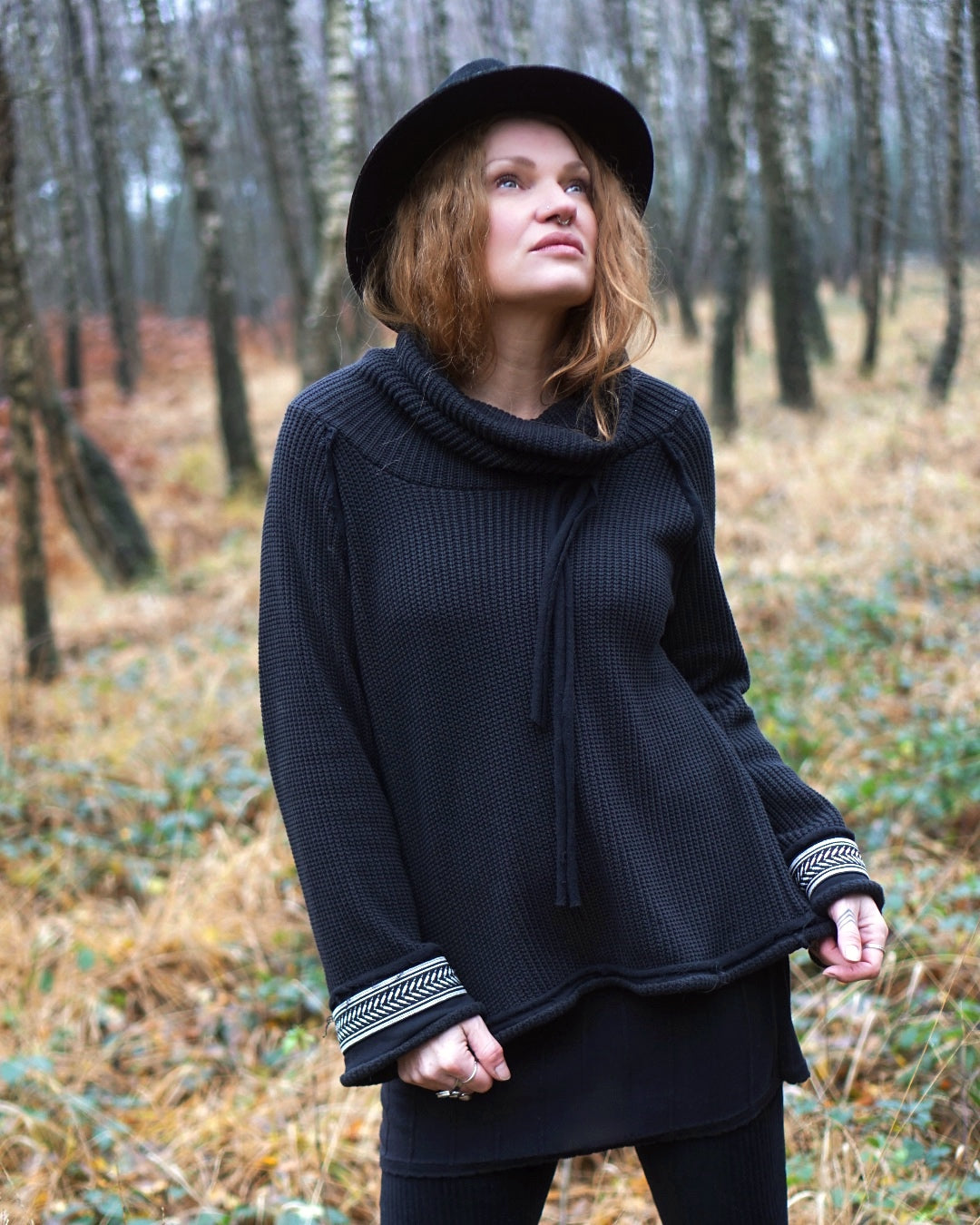 Knit Turtle Neck Sweater - Raven Black