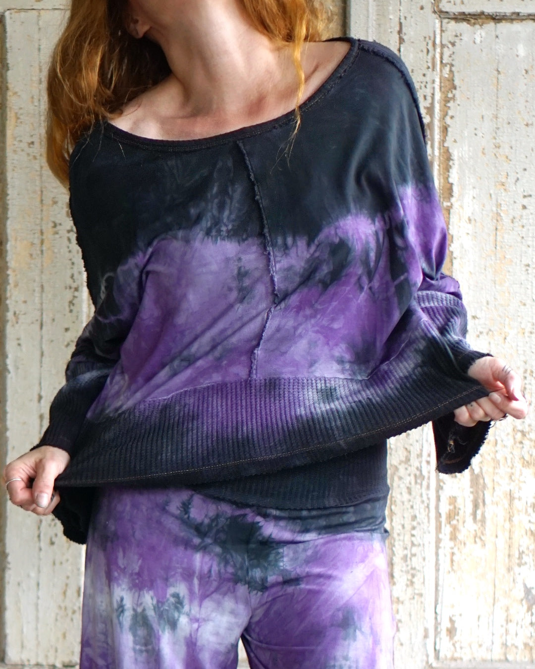 Cozy Oversize Top  - Purple / Black