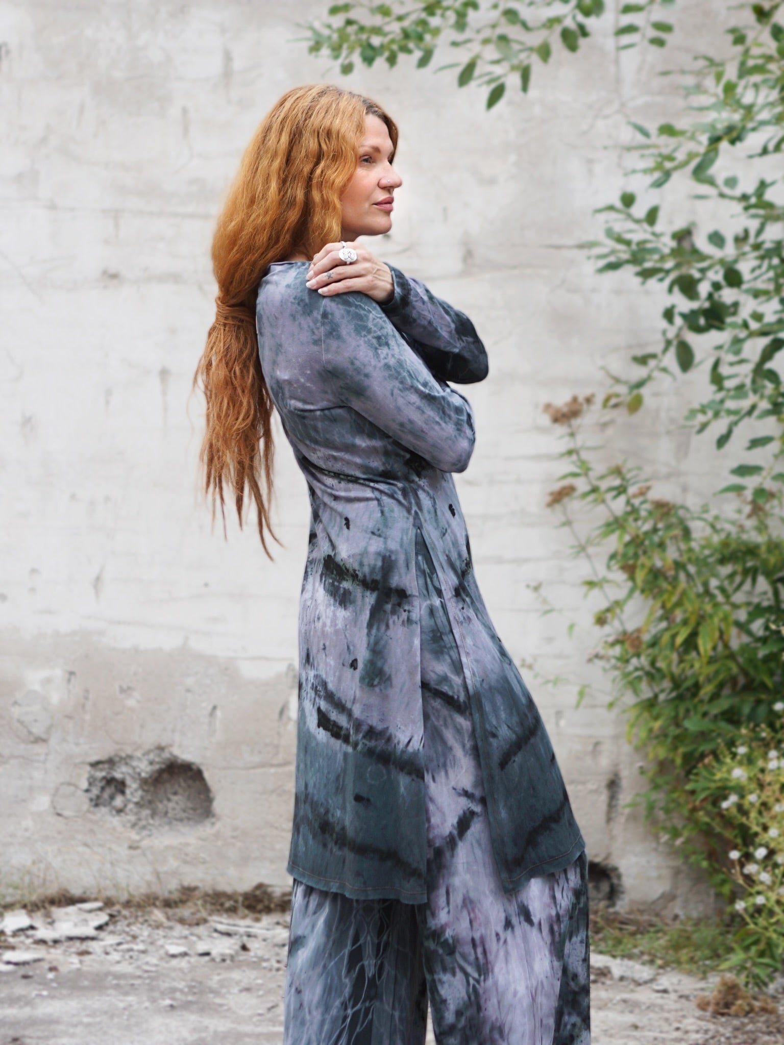 Natural Habitat Oversized Tunic  - Grey Black