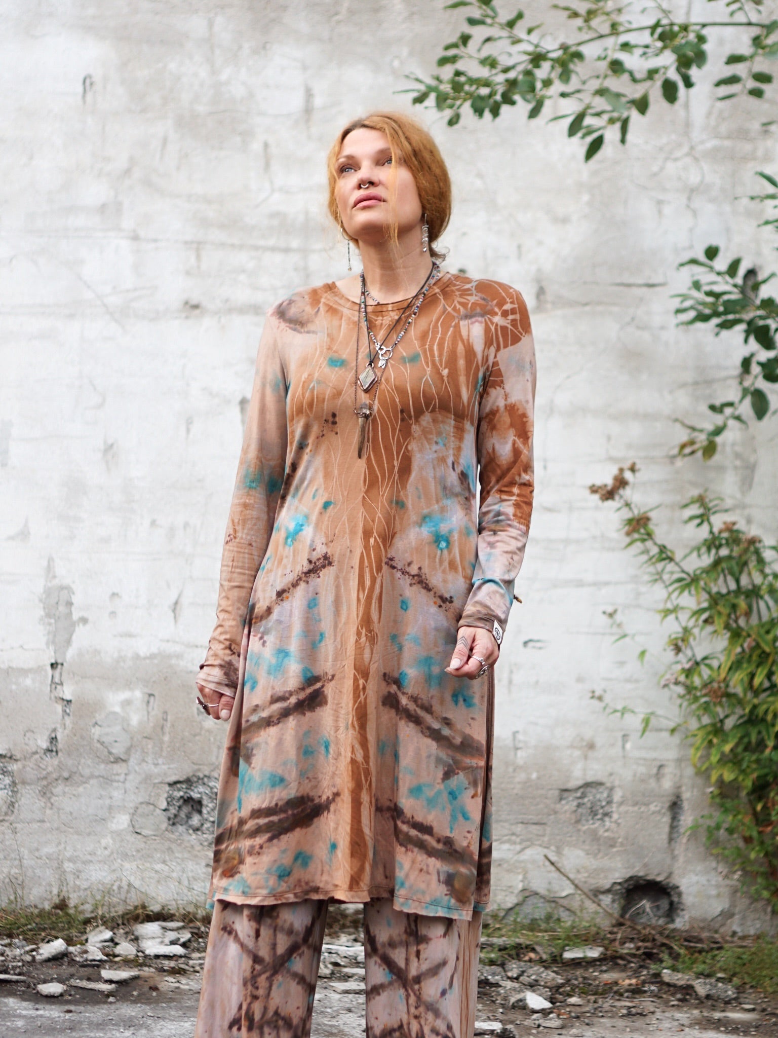 Natural Habitat Oversized Tunic  - Clay Turquoise