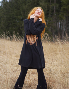 Cozy Oversized Long Sleeve Dress - Raven Black