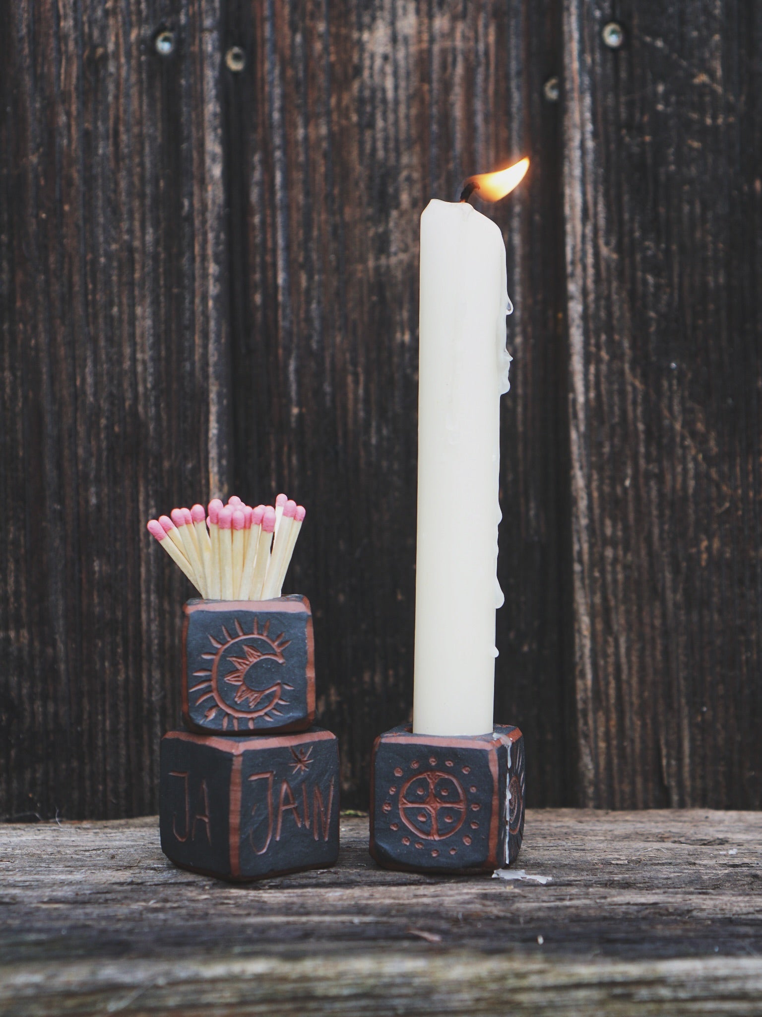 Magic Matchbox and Storage Candleholder - Black