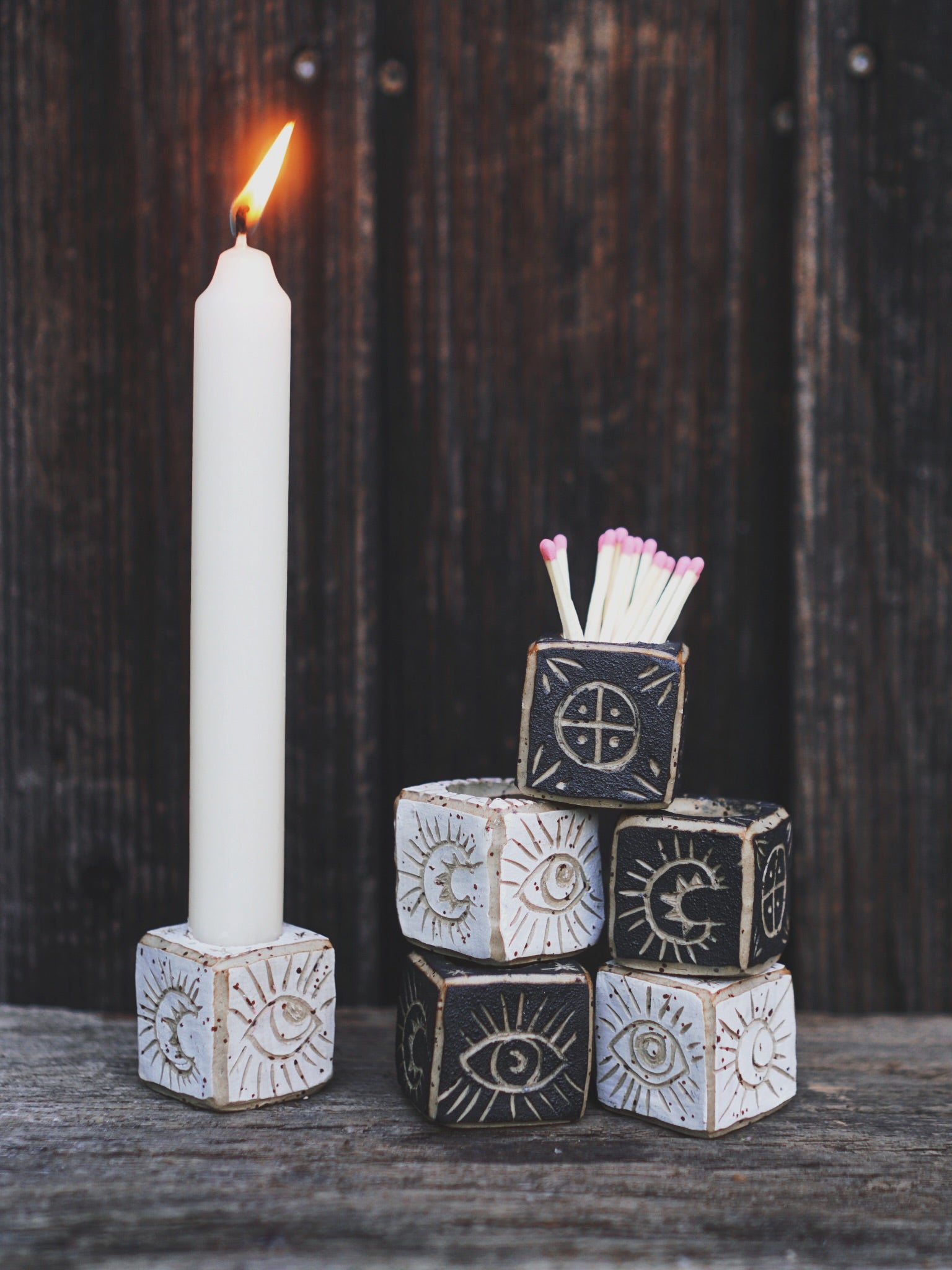Magic Matchbox Lighter and Storage Candleholder - White