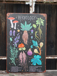 Tin Sign -  Herbology Black