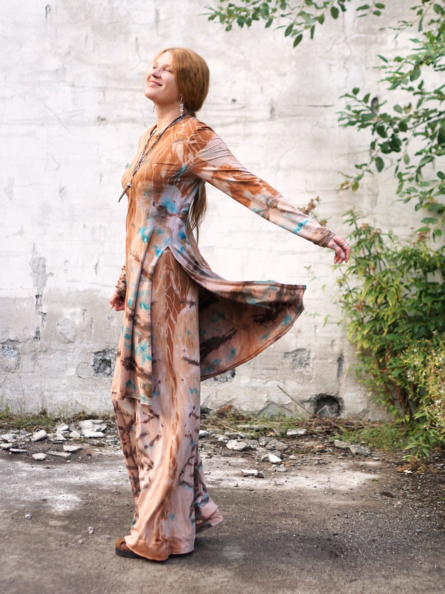 Natural Habitat Oversized Tunic  - Clay Turquoise