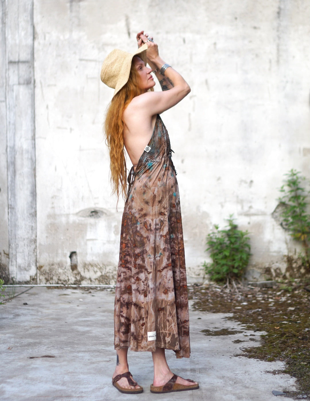Kali Maxi Dress Natural Habitat - Copper and Turquoise Flakes Clay