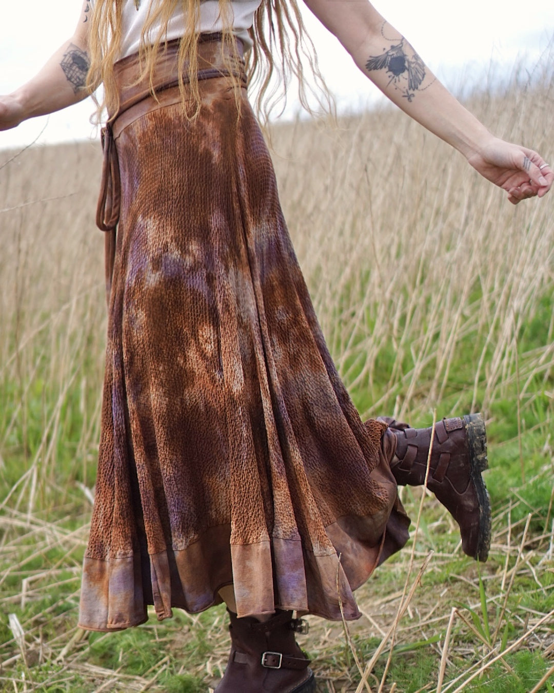 Ella Maxi Dance Skirt - Rusty brown with Lilac