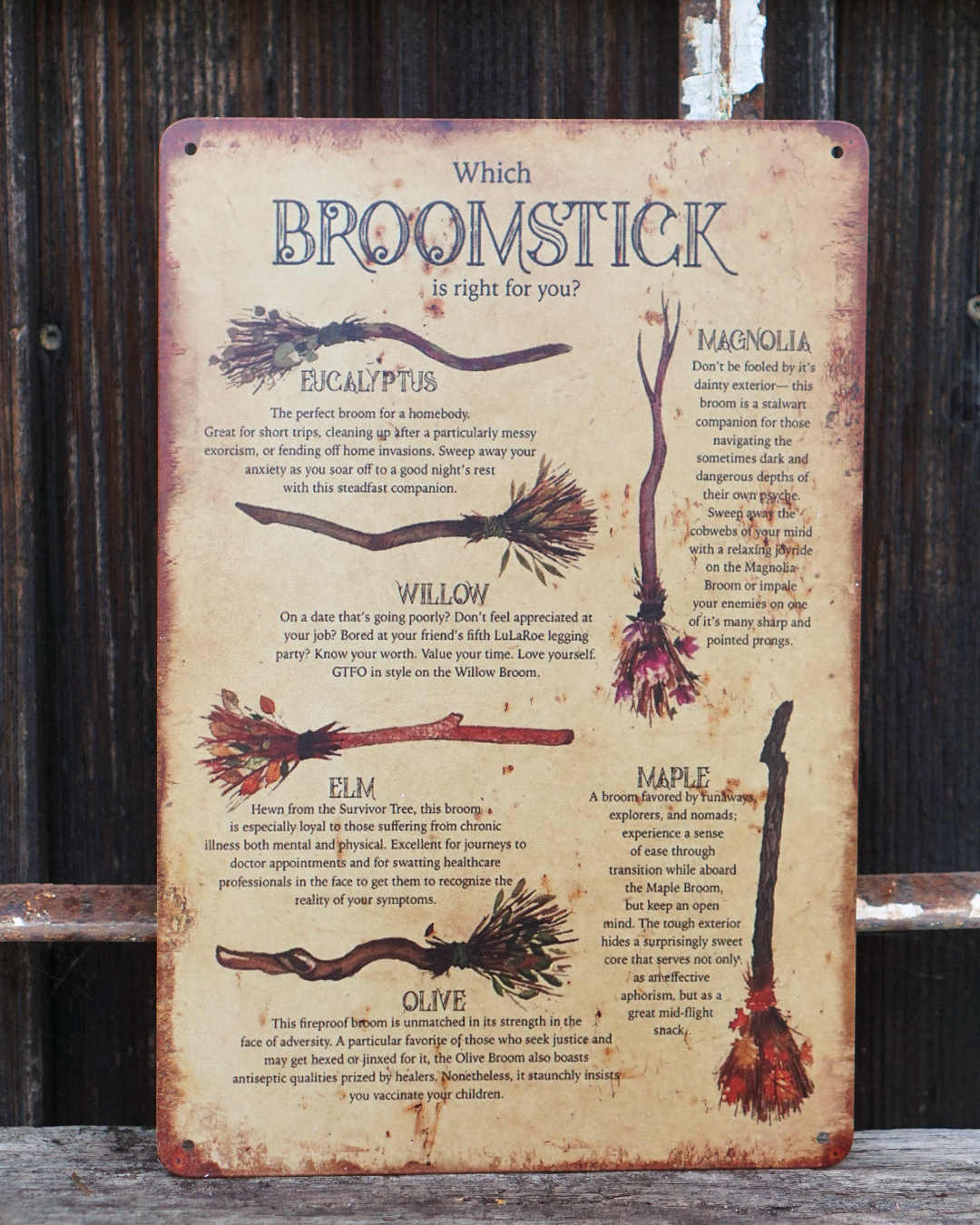 Tin Sign -  Wich Broomstick is right for you