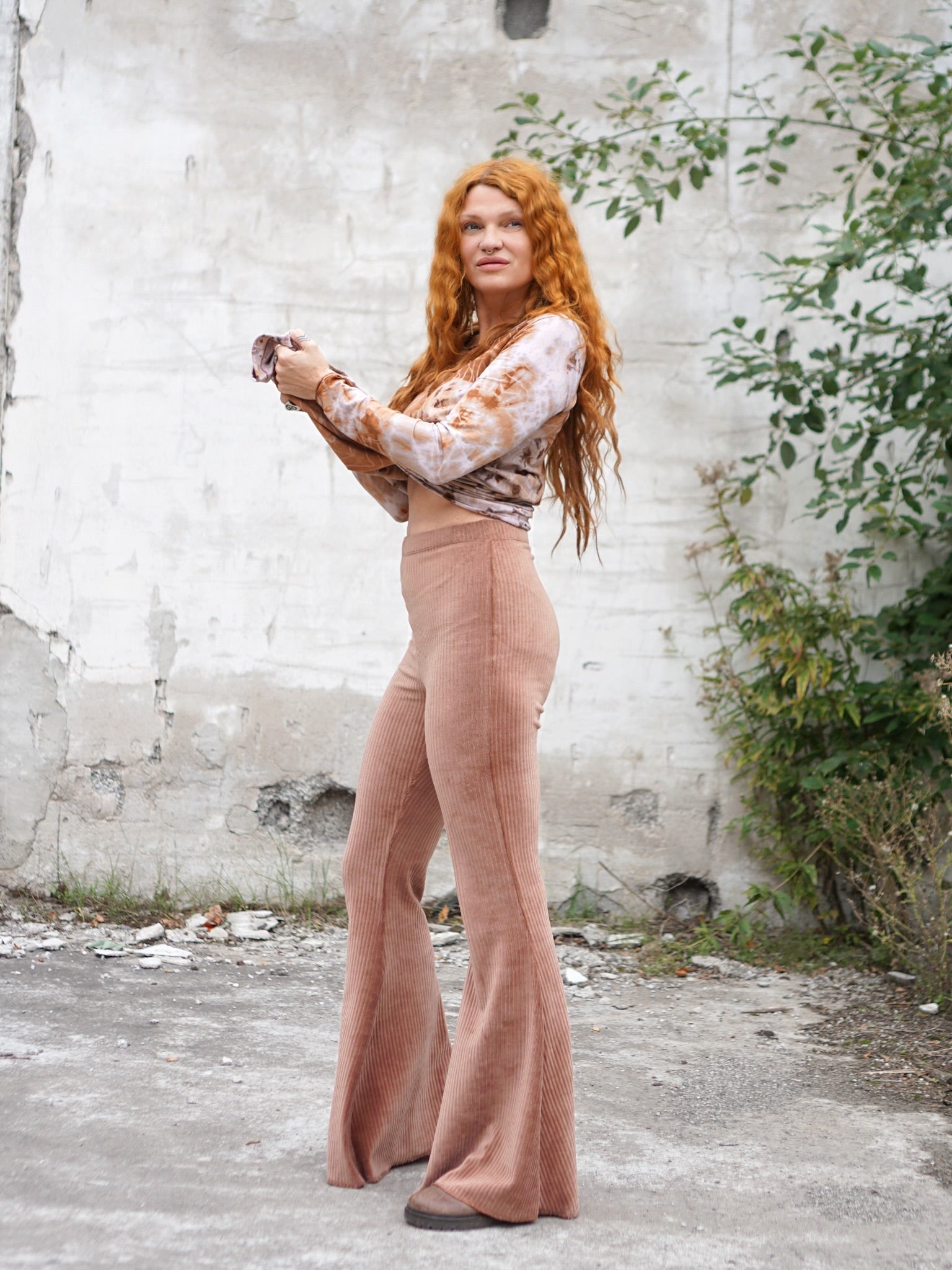 Flared Leggings - Light Brown