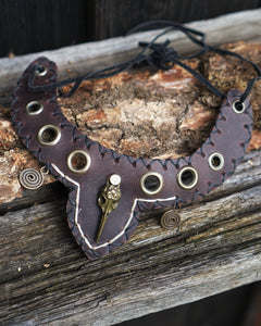 Necklace Raven Skull - Brown/Black