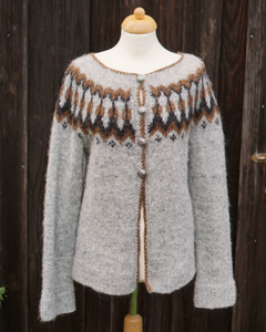 Iceland Knit Cardigan - light grey / brown