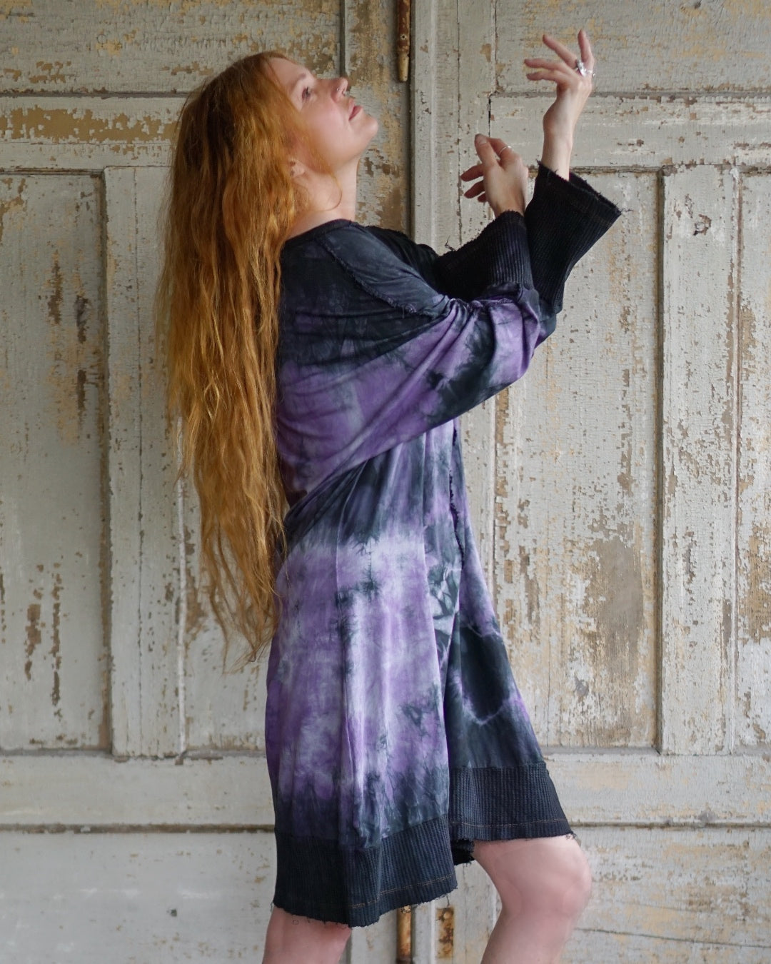 Cozy Oversize Dress - Purple Black