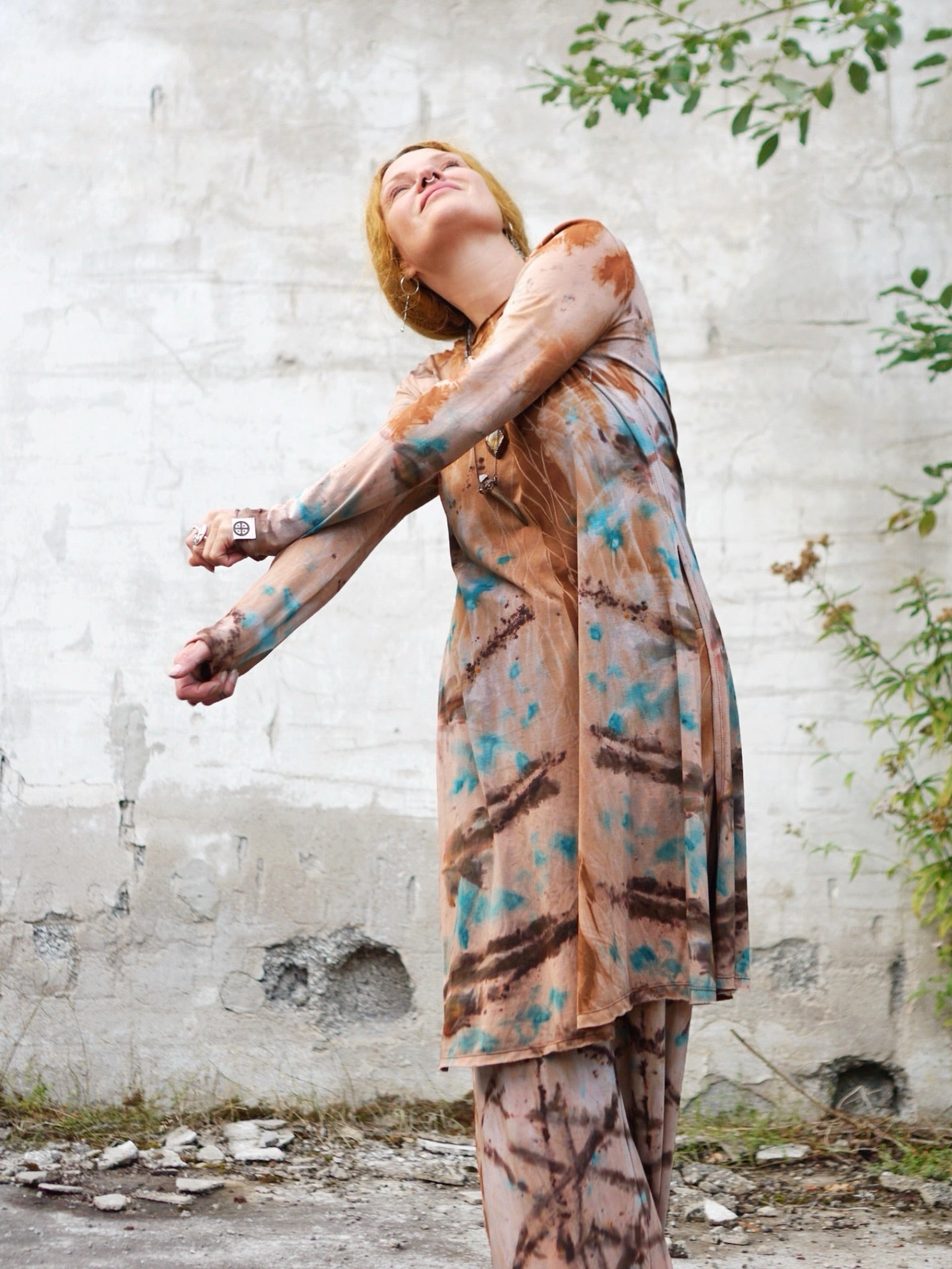 Natural Habitat Oversized Tunic  - Clay Turquoise