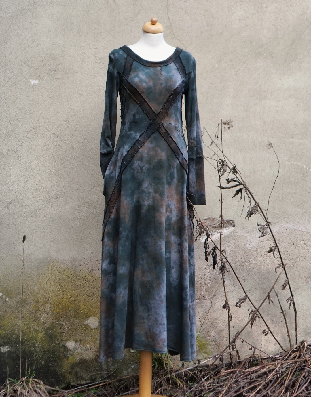 Hemp Maxi Winter Dress - Grey Brown Black