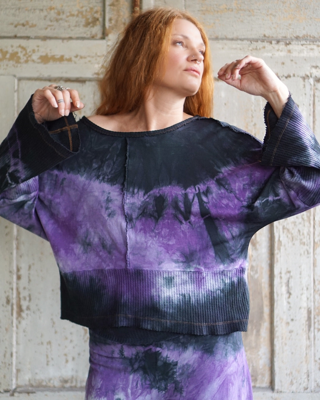 Cozy Oversize Top  - Purple / Black