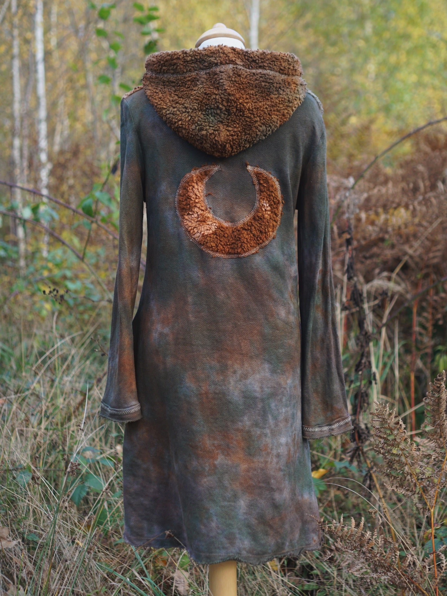 Moon Hemp Long Hoodie - Fallen Leafs