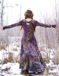 Hemp Maxi Winter Dress - Purple Forest Light