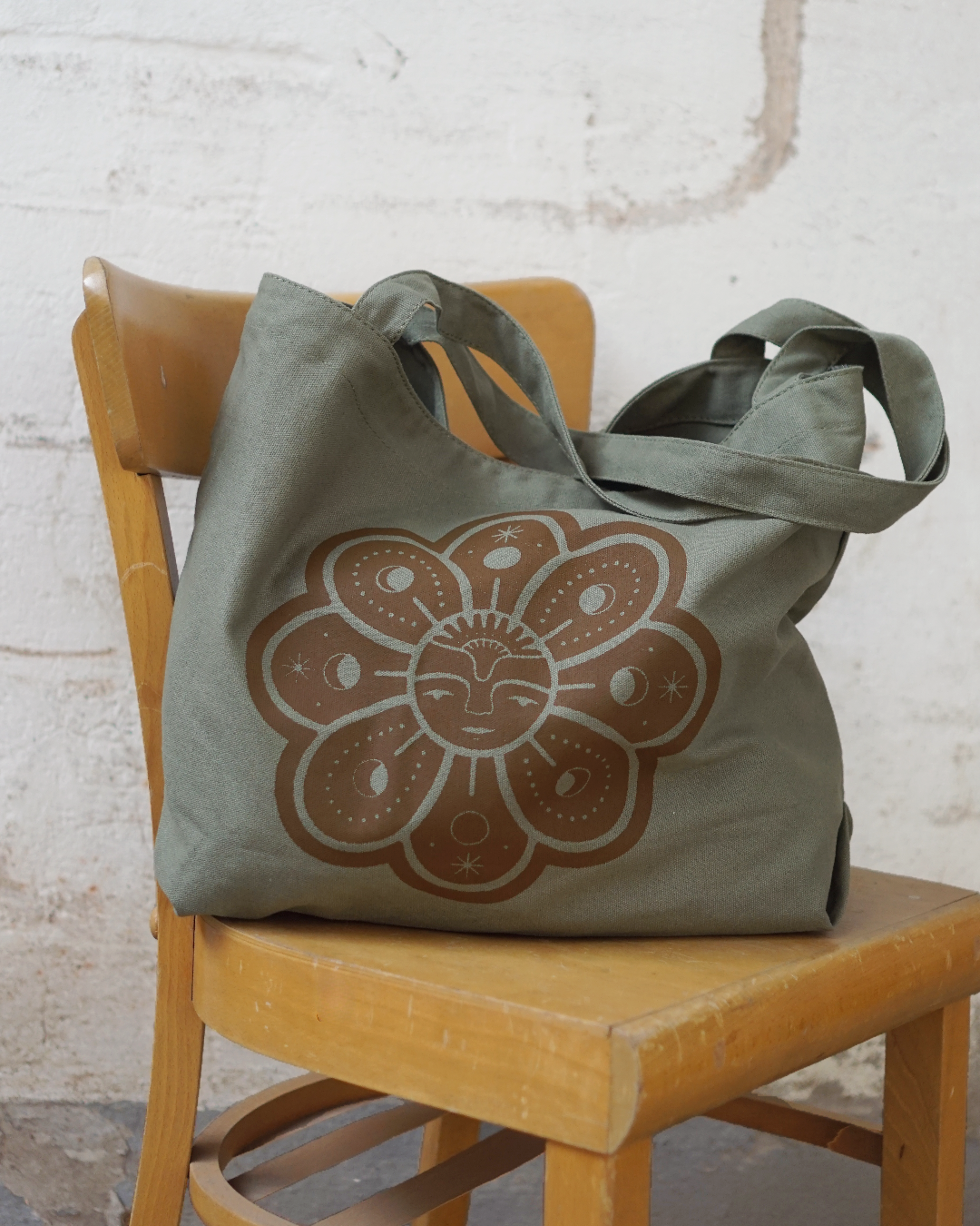 Tote Bag Moonflower - Green / Brown