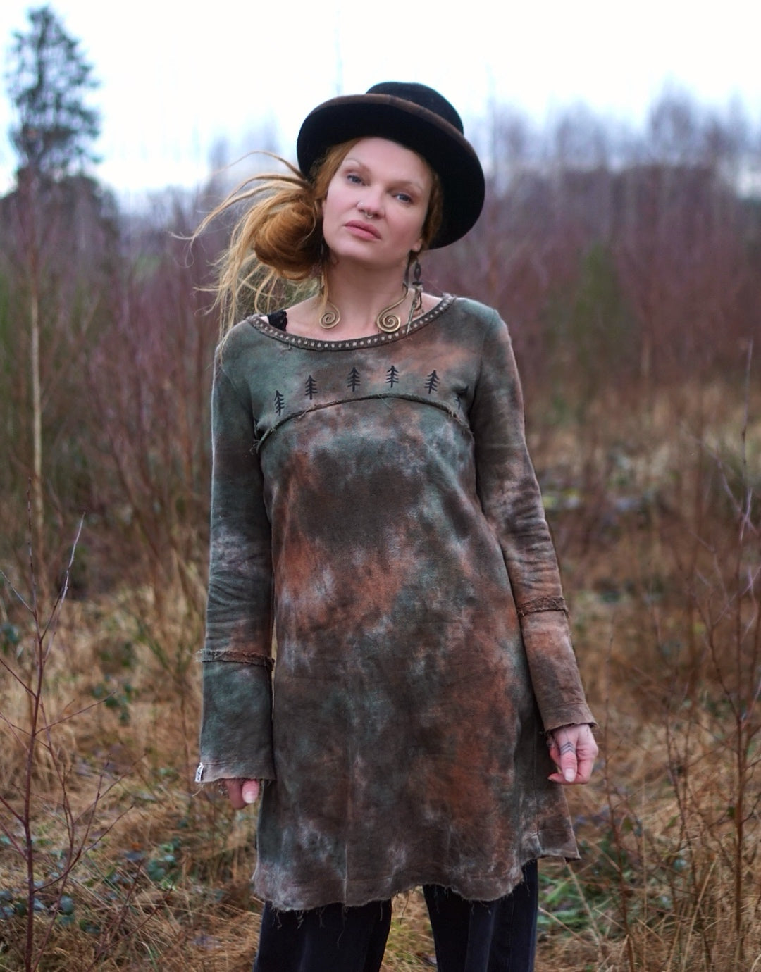 Hemp Longsleeve / Dress - Fallen Leafs