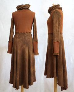 Knit Mix Midi Dress - Rust