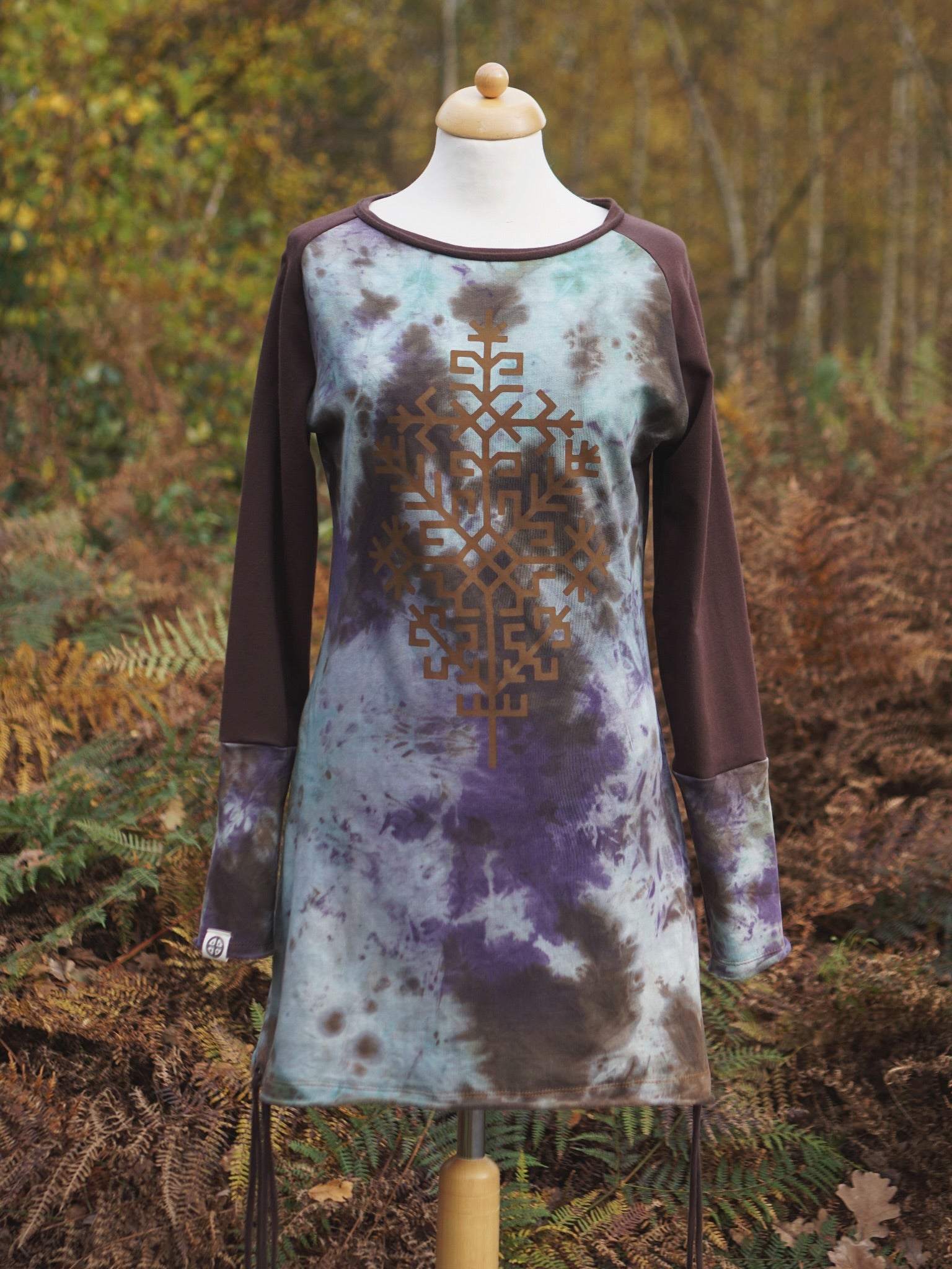 Oak Leaf Raglan Long Sleeve - Brown Purple