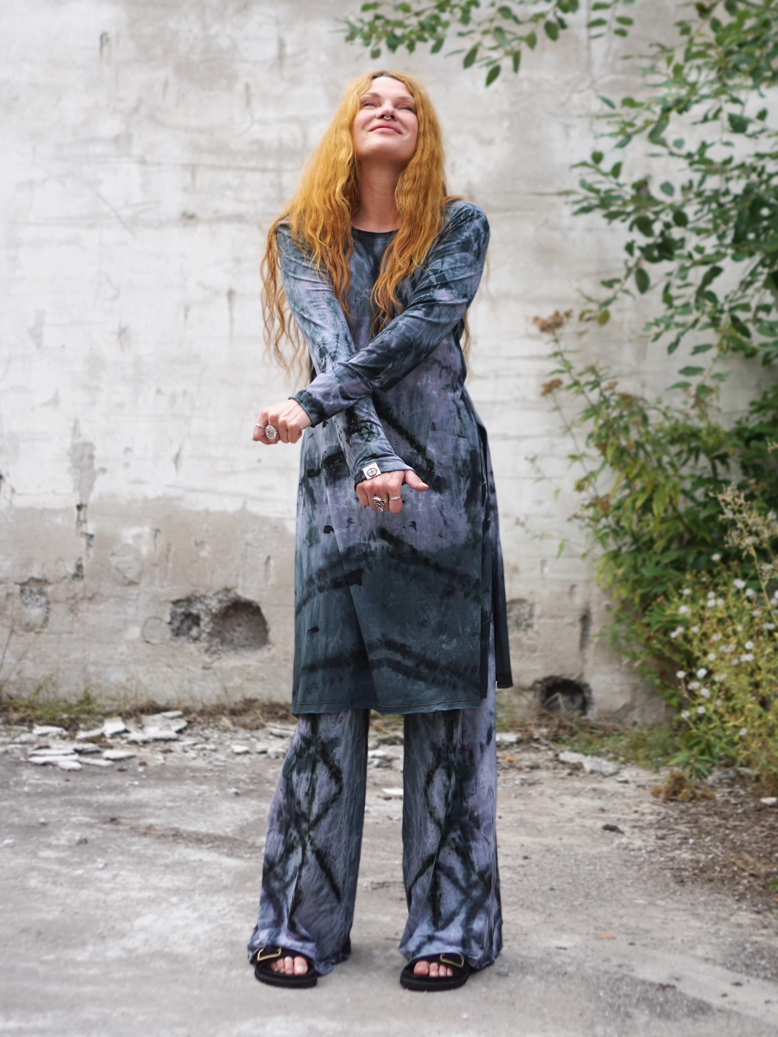 Natural Habitat Oversized Tunic  - Grey Black