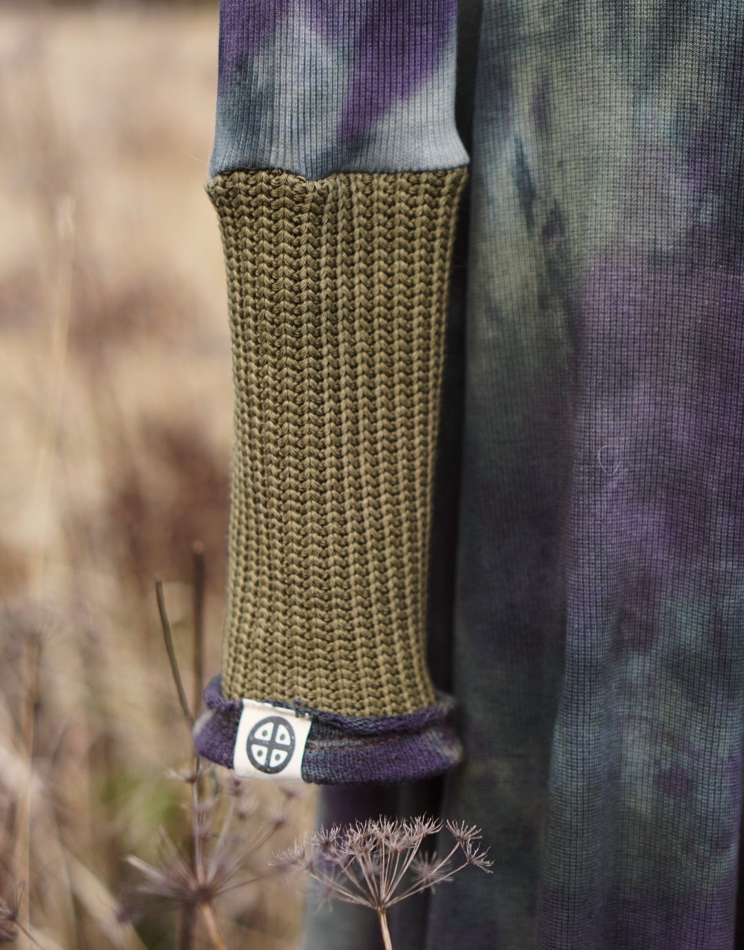 Knit Mix Midi Dress - Olive/Purple Black
