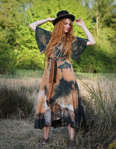 Wrap Maxi Dress  - Black / Warm Brown