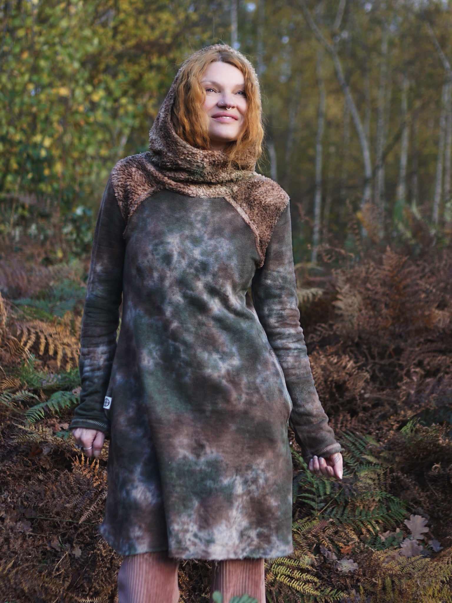 Moon Hemp Long Hoodie - Fallen Leafs