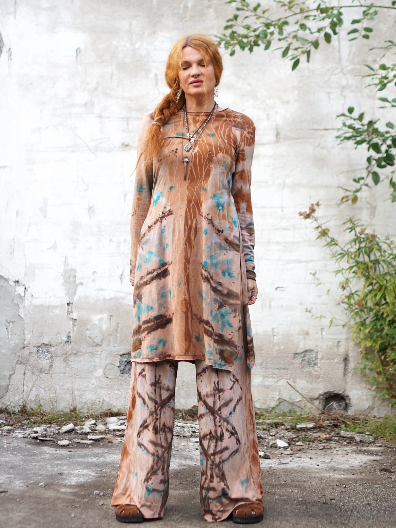 Natural Habitat Oversized Tunic  - Clay Turquoise
