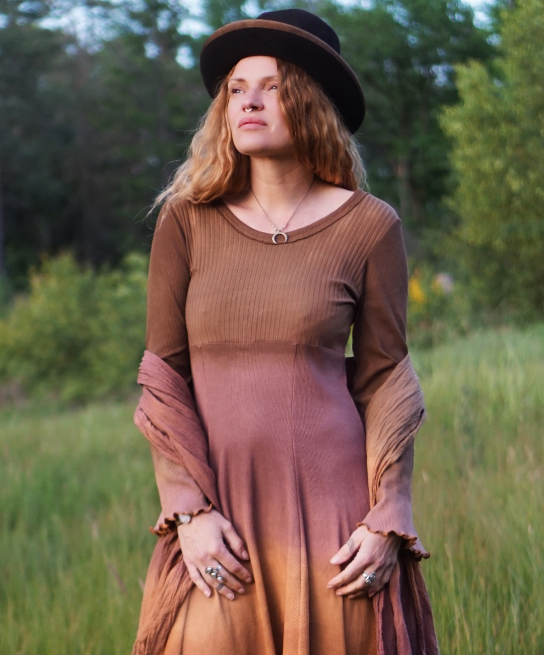 Ribbed Summer Evening Dress - Berries and Cream