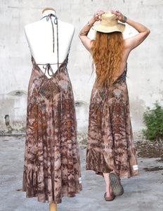 Kali Maxi Dress Natural Habitat - Copper and Turquoise Flakes Clay