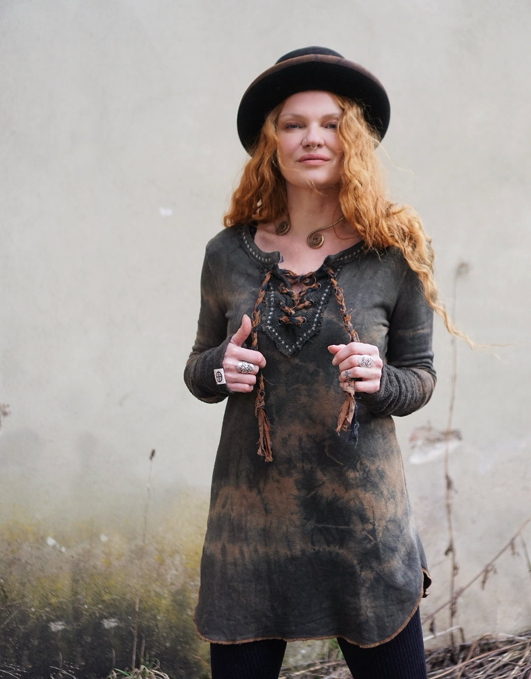 Hemp Longsleeve Dress - Black Soil