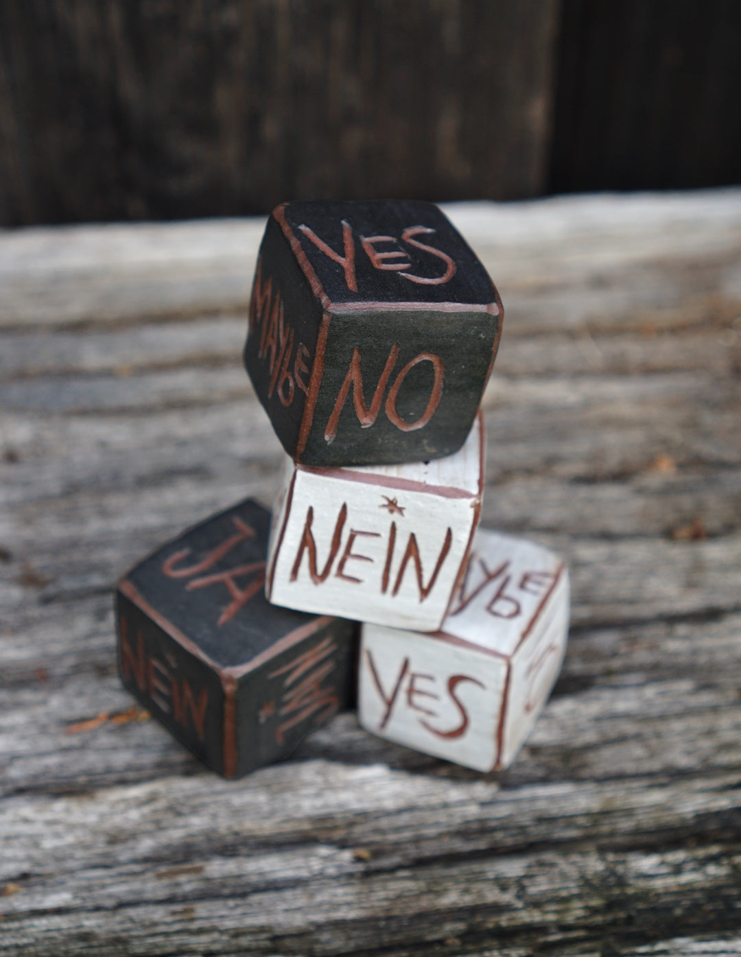 Decision Dice - Black or White with Terracotta