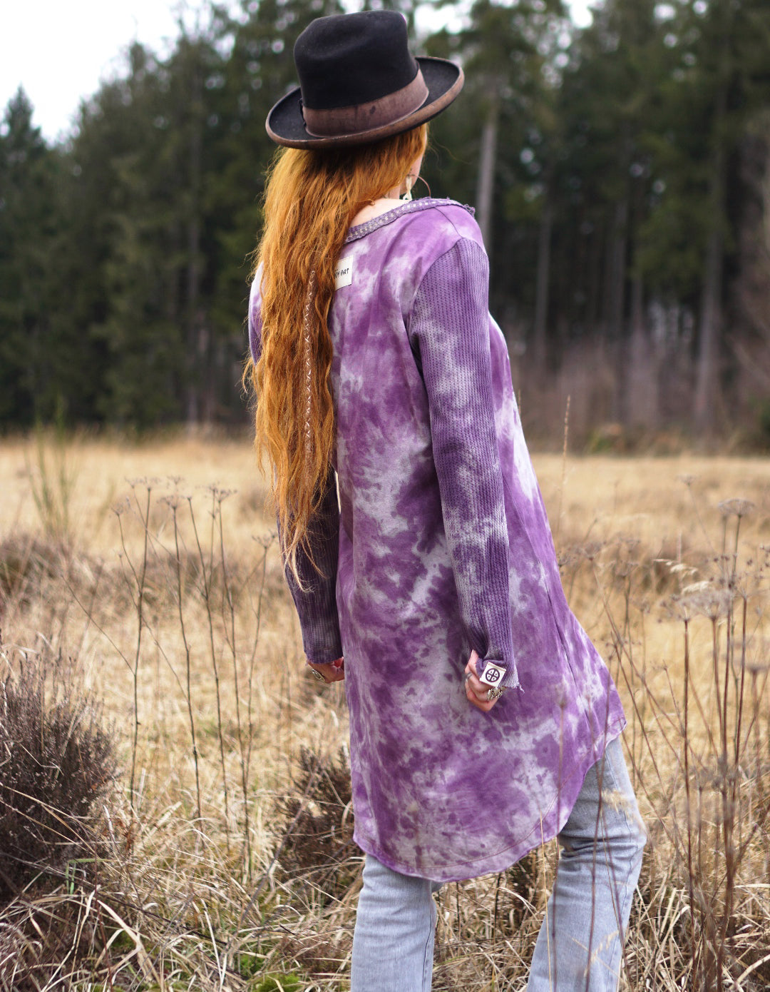 Cozy Oversized Long Sleeve Dress - Lilac /Light Grey