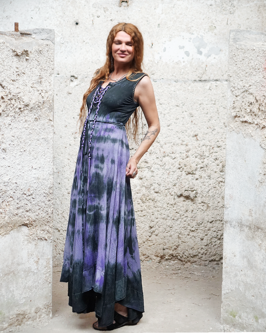 Ella Maxi Dress - Black Purple