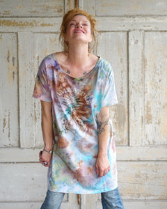 Organic Cotton Long Shirt/ Dress - Flower Power