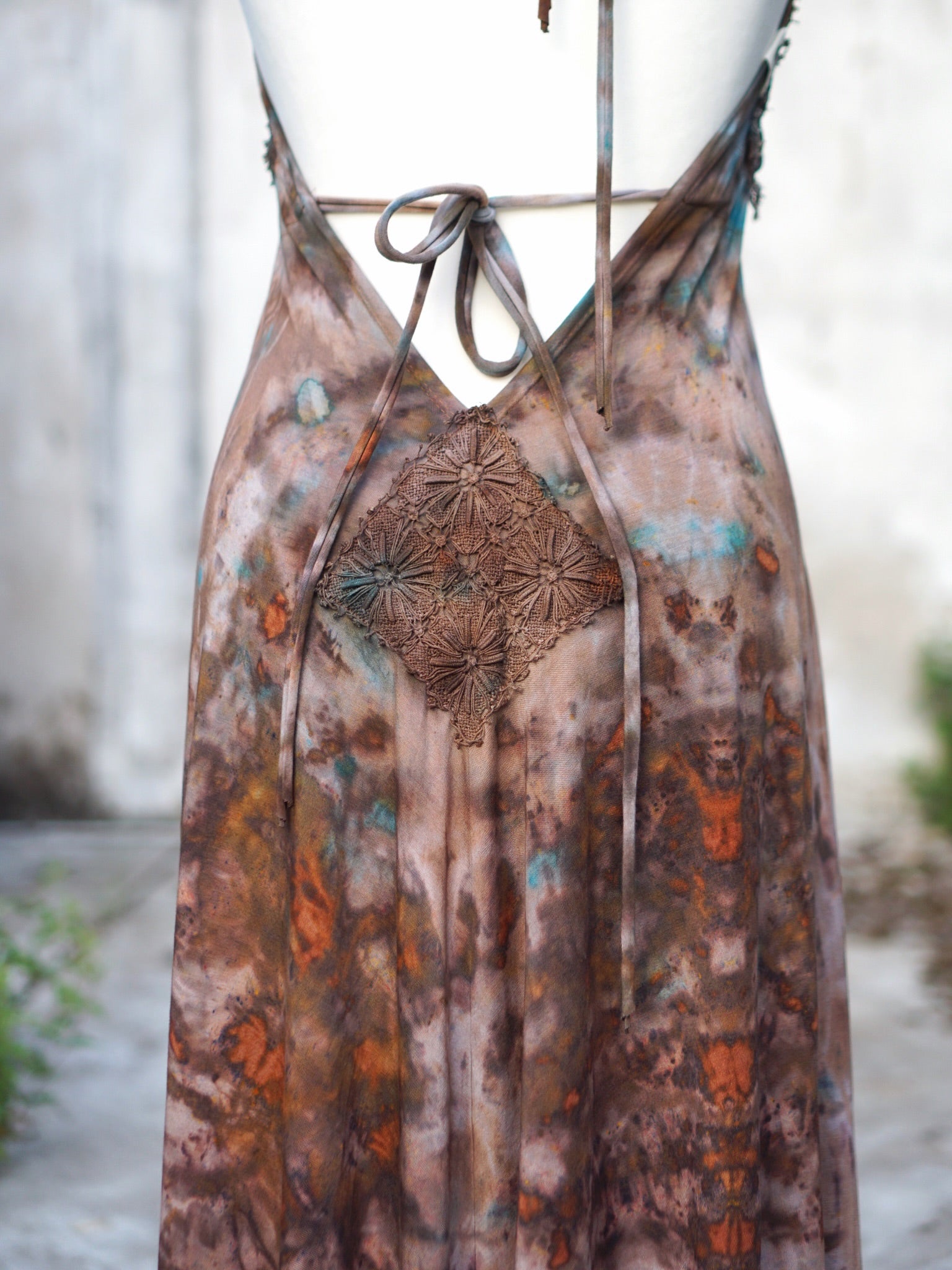 Kali Maxi Dress Natural Habitat - Copper and Turquoise Flakes Clay