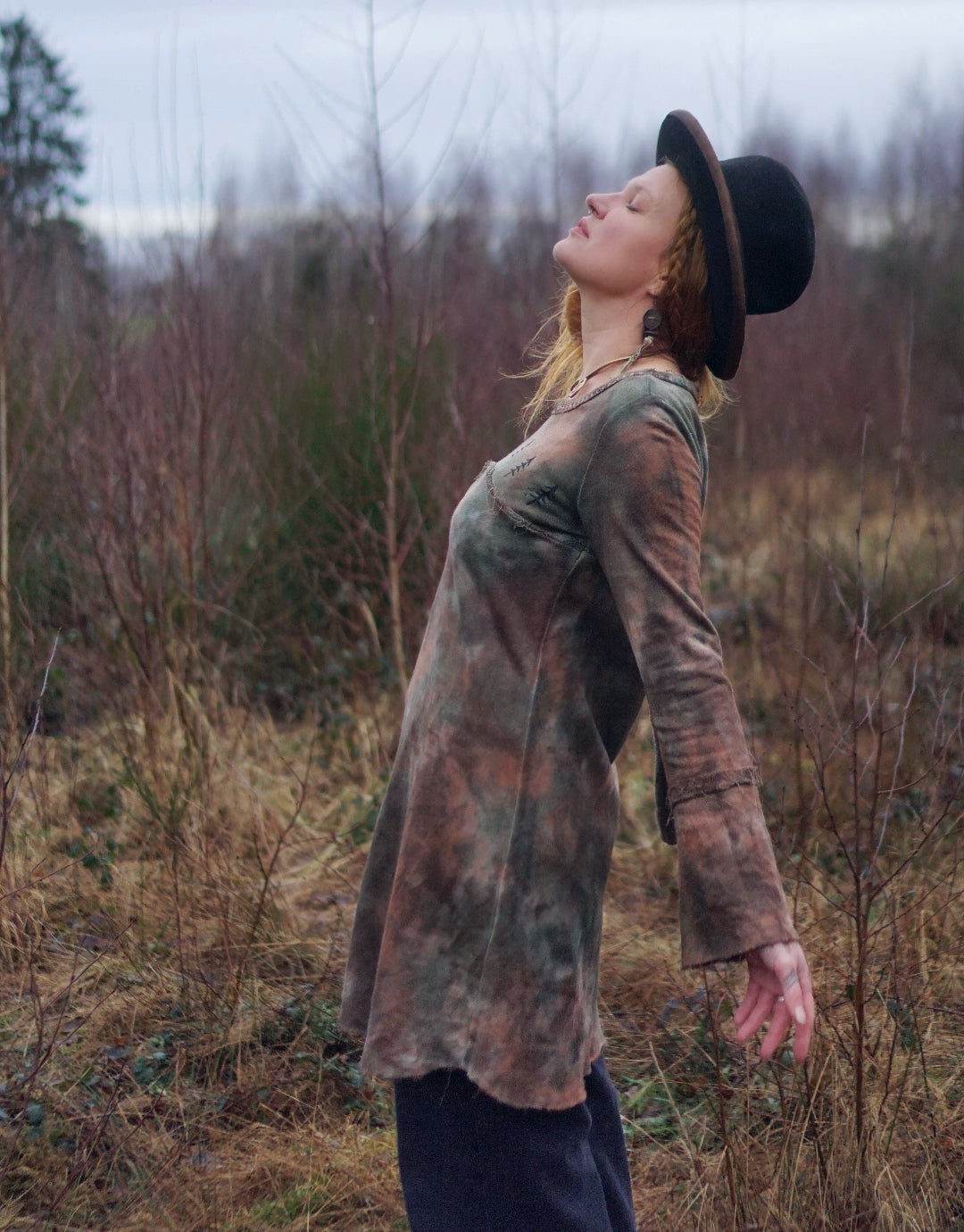 Hemp Longsleeve / Dress - Fallen Leafs