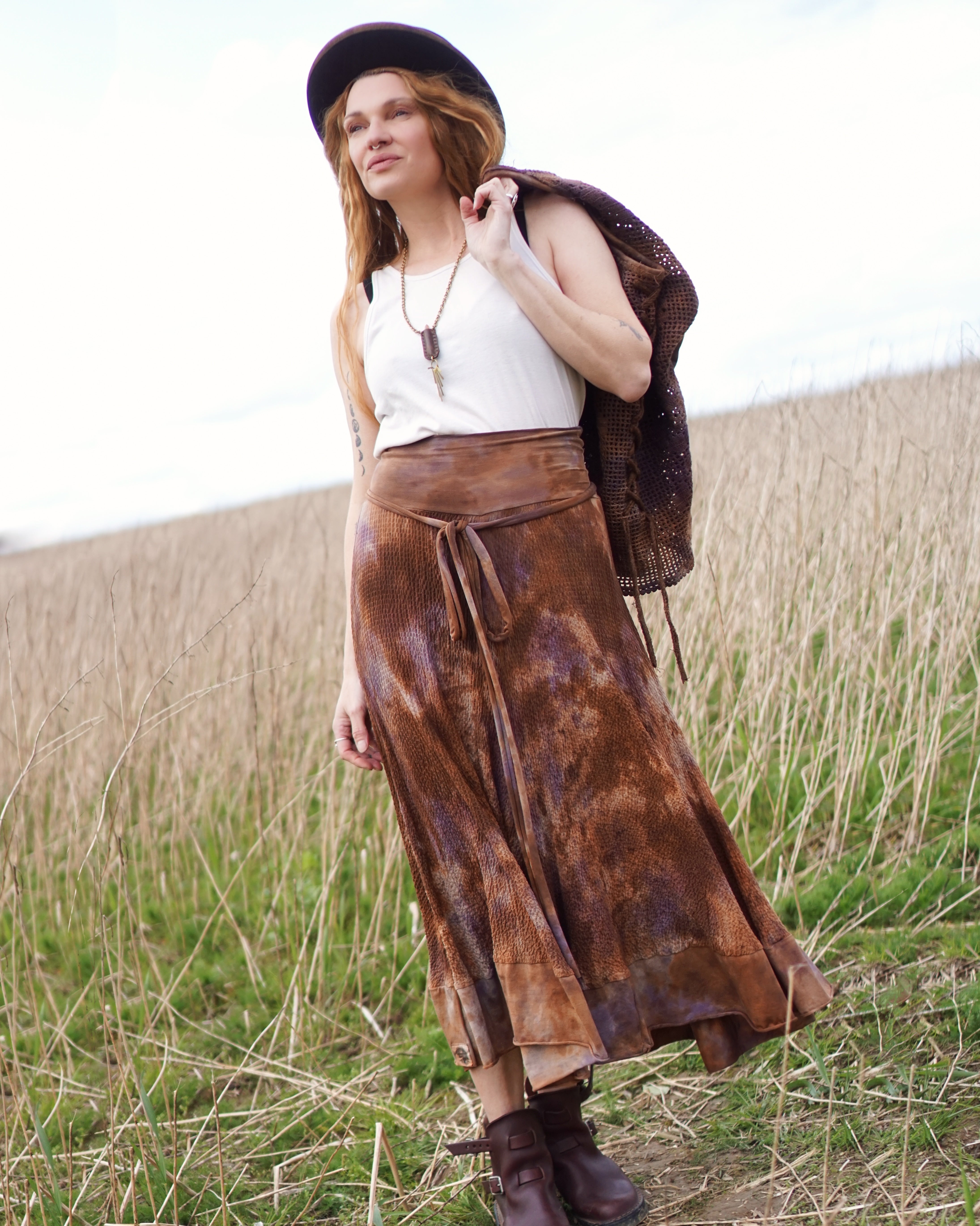 Ella Maxi Dance Skirt - Rusty brown with Lilac