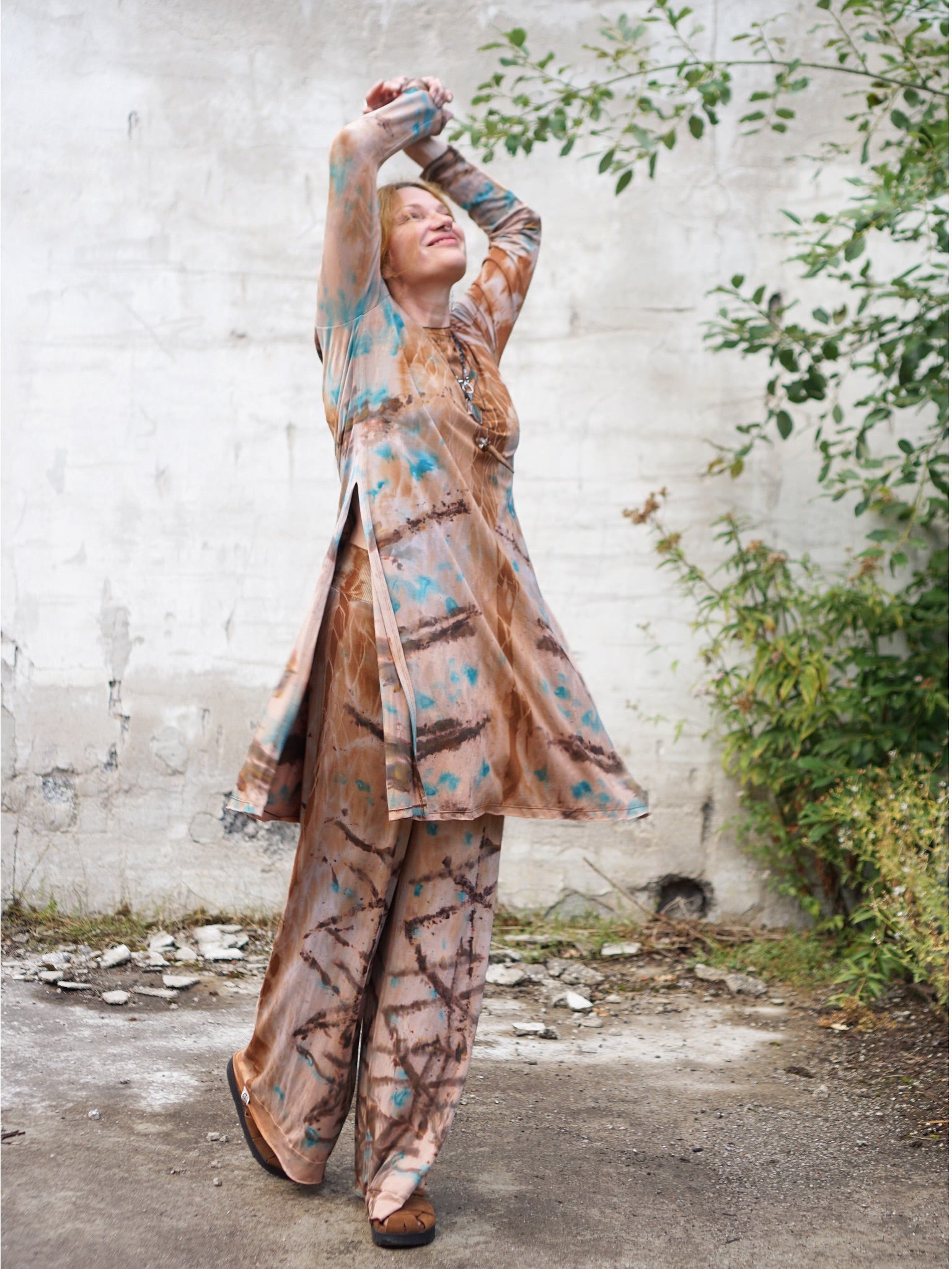 Natural Habitat Oversized Tunic  - Clay Turquoise