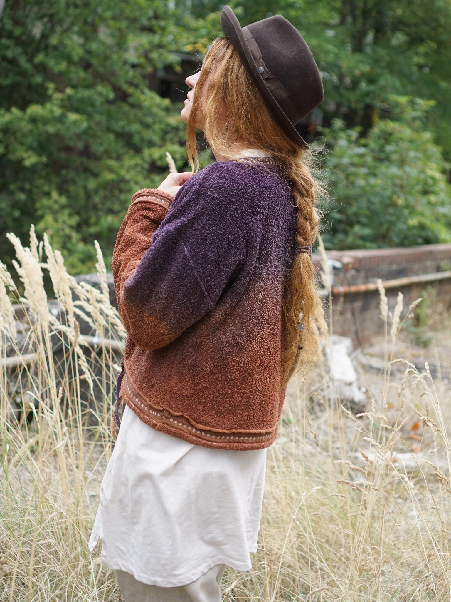 Luna lacing Sweater - Aubergine/Cestnut