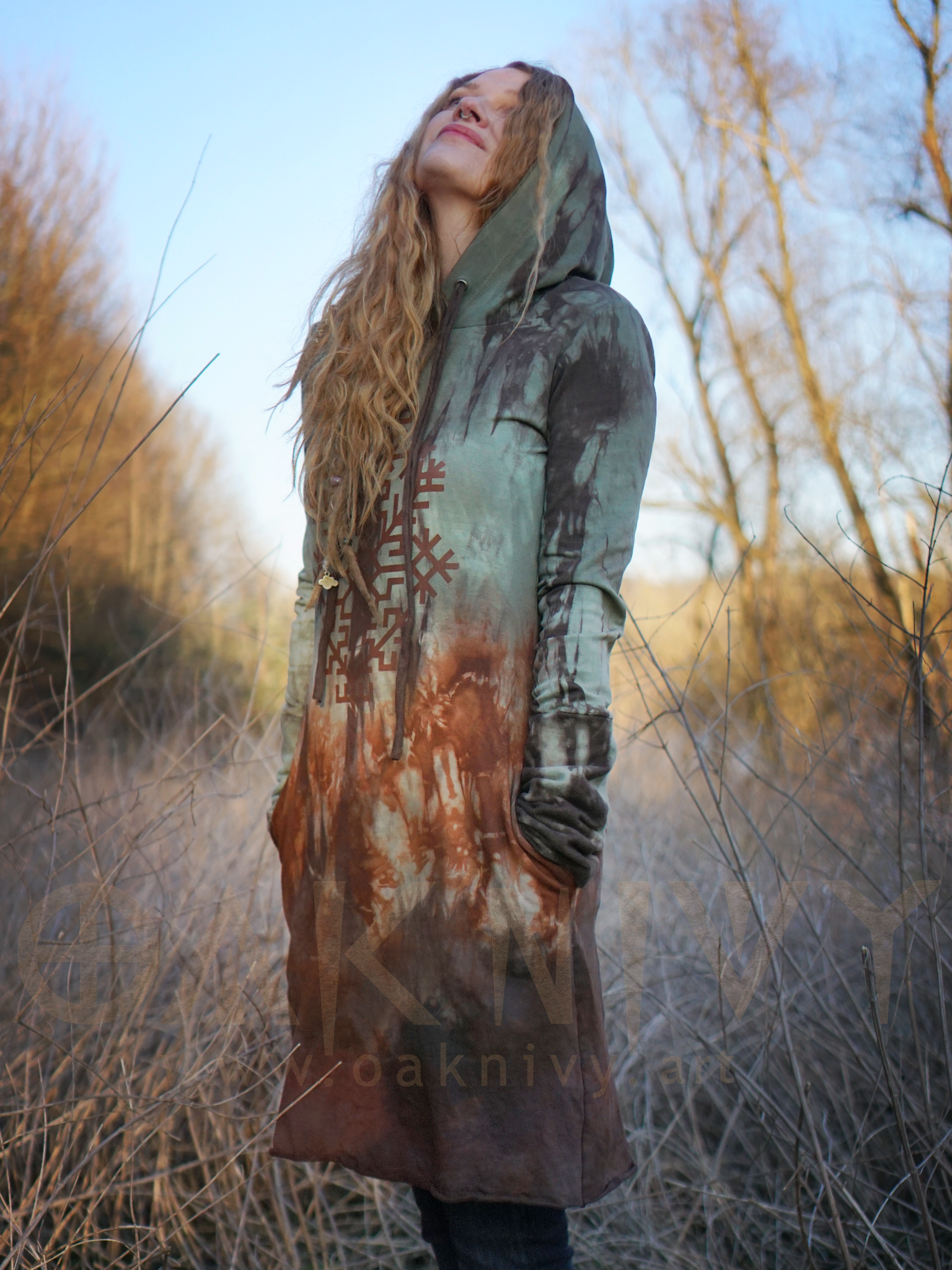Flora Hoodie Dress - Rusty Jade