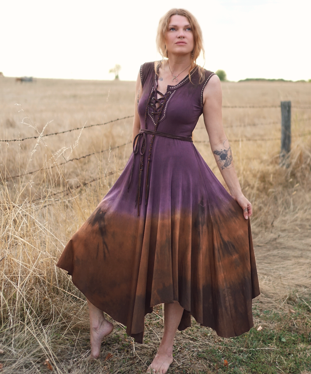 Ella Dress - Amethyst/ Chocolate