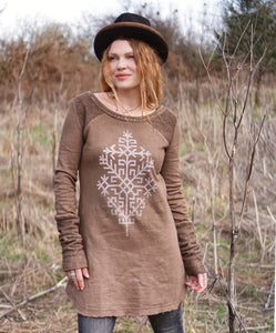 Hemp Long Sleeve Dress - Cacao