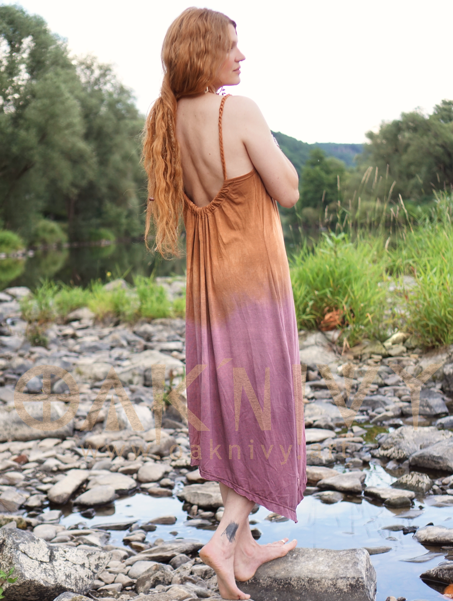 Summer Midi Dress - Dusty Terracotta / Light Purple