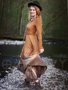 Ella Dress Folklore Print - Dusty Violett / Brown