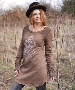 Hemp Long Sleeve Dress - Cacao