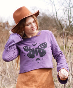 Boho Crop Sweater - Lilac